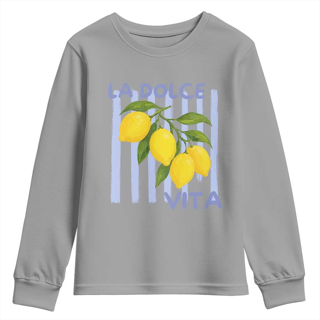 La Dolce Vita Lemon Italian Summer Youth Sweatshirt Blue Striped TS11 Sport Gray Print Your Wear