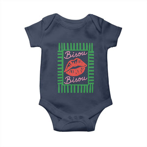 French Bisous Paris Vacation Retro Summer Vibes Baby Onesie TS11 Navy Print Your Wear