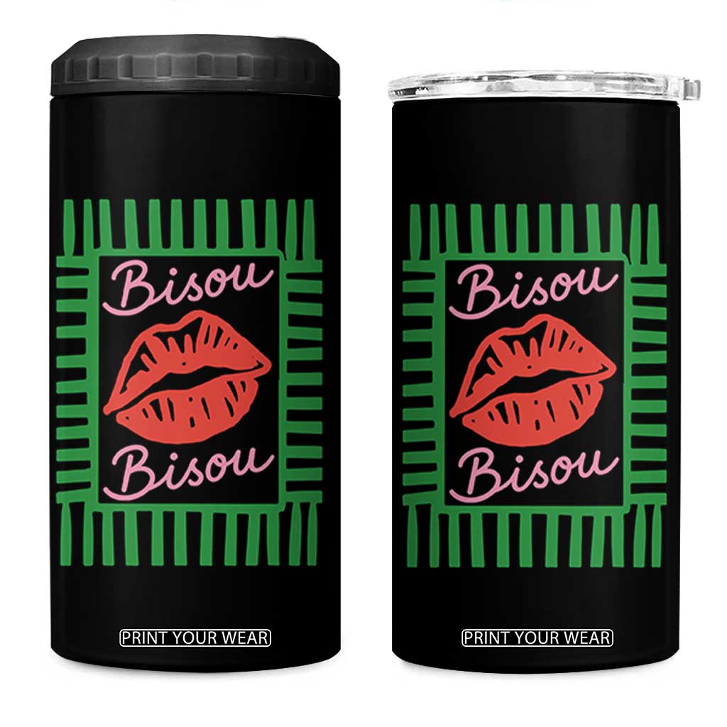 French Bisous Paris Vacation Retro Summer Vibes 4 in 1 Can Cooler Tumbler TS11 One Size: 16 oz Black Print Your Wear