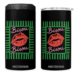 French Bisous Paris Vacation Retro Summer Vibes 4 in 1 Can Cooler Tumbler TS11 One Size: 16 oz Black Print Your Wear