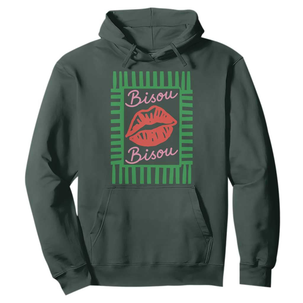 French Bisous Paris Vacation Retro Summer Vibes Hoodie TS11 Dark Forest Green Print Your Wear