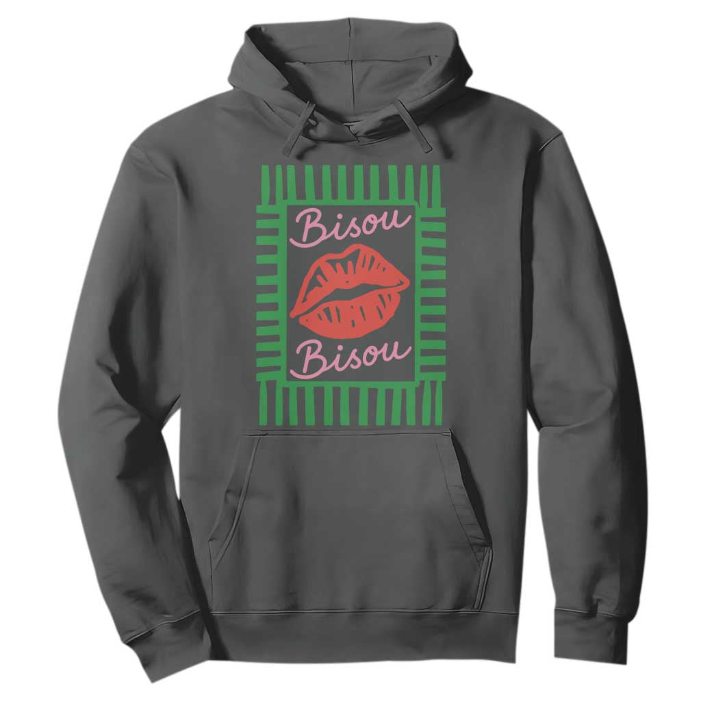 French Bisous Paris Vacation Retro Summer Vibes Hoodie TS11 Dark Heather Print Your Wear