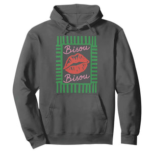 French Bisous Paris Vacation Retro Summer Vibes Hoodie TS11 Dark Heather Print Your Wear