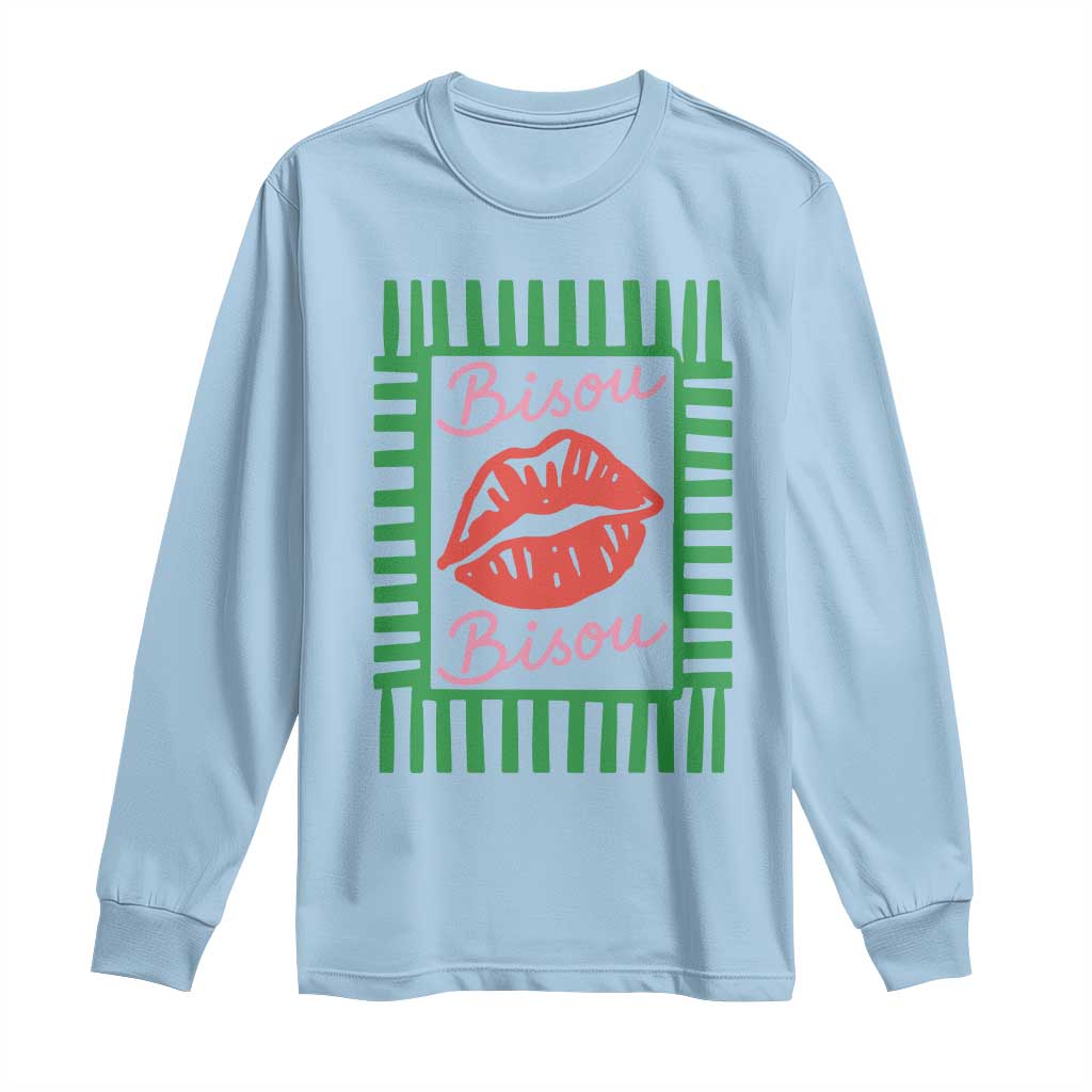 French Bisous Paris Vacation Retro Summer Vibes Long Sleeve Shirt TS11 Light Blue Print Your Wear
