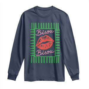 French Bisous Paris Vacation Retro Summer Vibes Long Sleeve Shirt TS11 Navy Print Your Wear