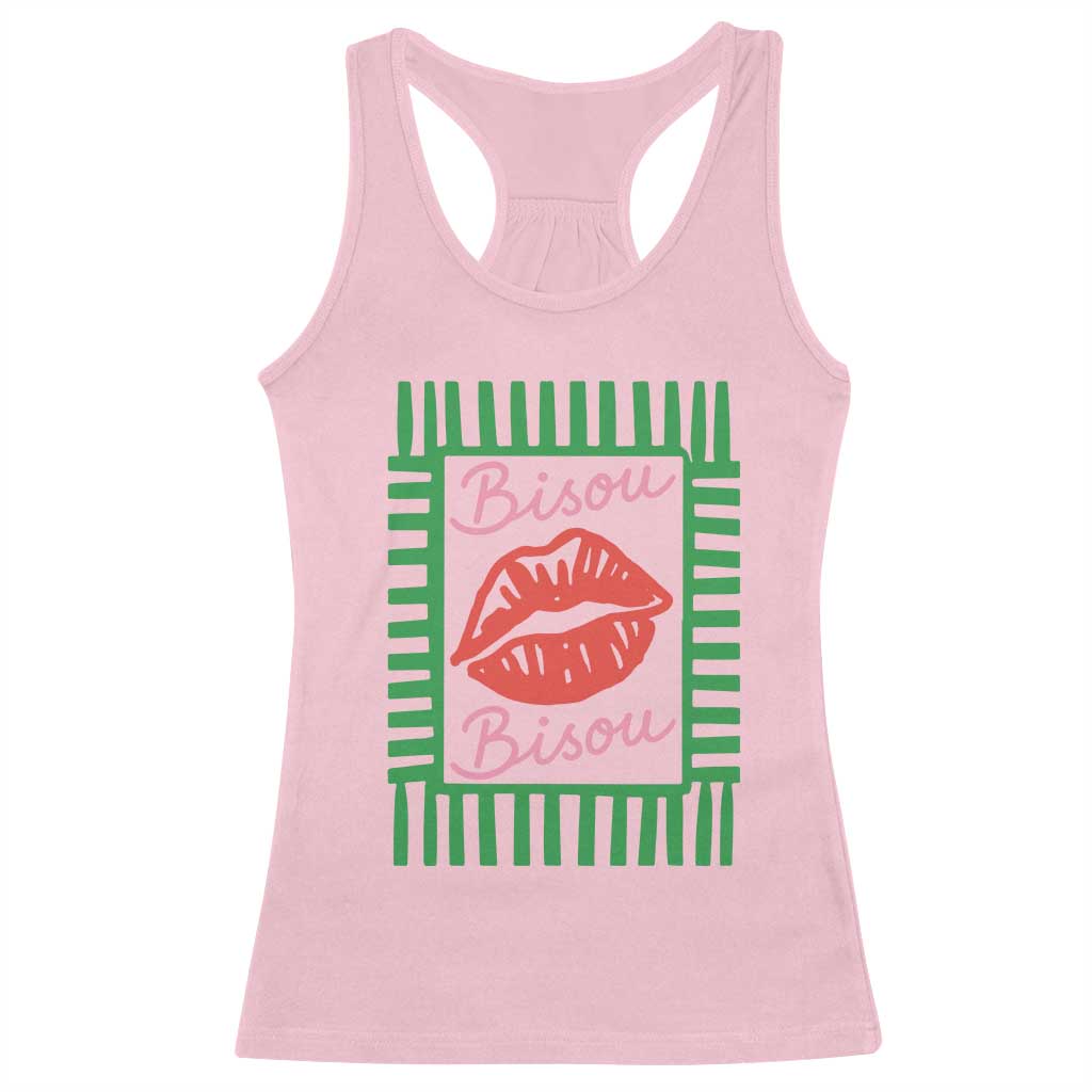 French Bisous Paris Vacation Retro Summer Vibes Racerback Tank Top TS11 Light Pink Print Your Wear