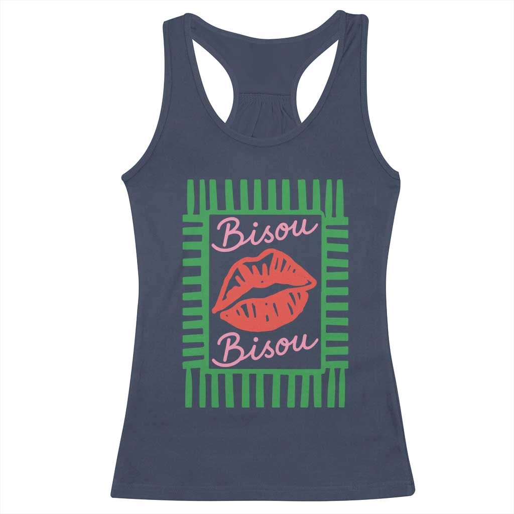 French Bisous Paris Vacation Retro Summer Vibes Racerback Tank Top TS11 Navy Print Your Wear