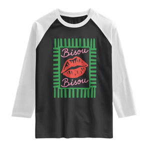 French Bisous Paris Vacation Retro Summer Vibes Raglan Shirt TS11 Black White Print Your Wear