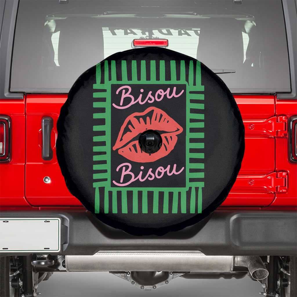 French Bisous Paris Vacation Retro Summer Vibes Spare Tire Cover TS11 Black Print Your Wear