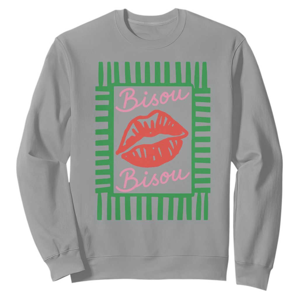 French Bisous Paris Vacation Retro Summer Vibes Sweatshirt TS11 Sport Gray Print Your Wear