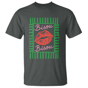 French Bisous Paris Vacation Retro Summer Vibes T Shirt TS11 Dark Heather Print Your Wear