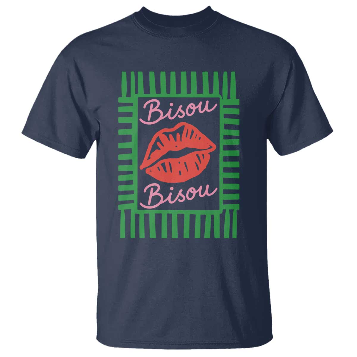 French Bisous Paris Vacation Retro Summer Vibes T Shirt TS11 Navy Print Your Wear