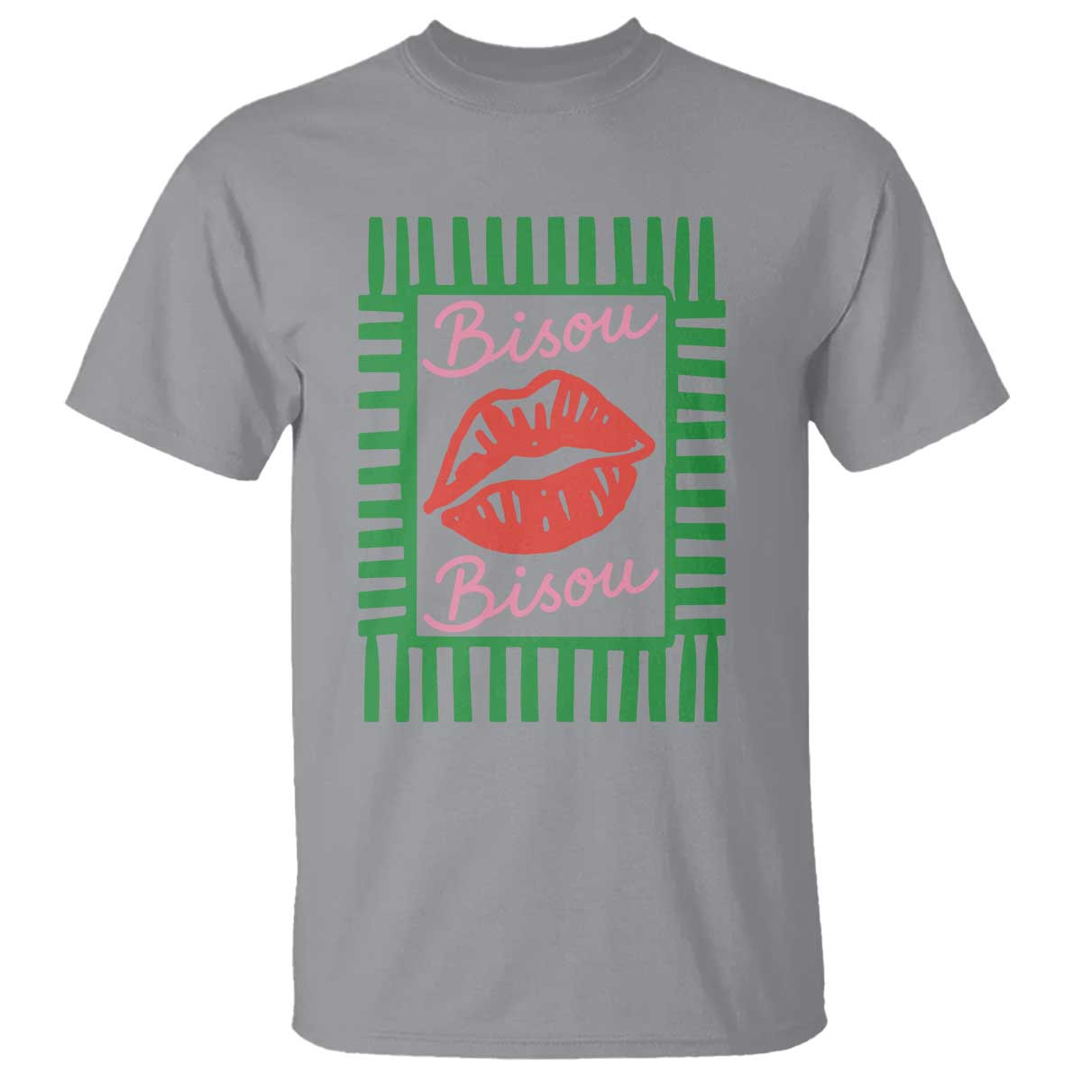 French Bisous Paris Vacation Retro Summer Vibes T Shirt TS11 Sport Gray Print Your Wear