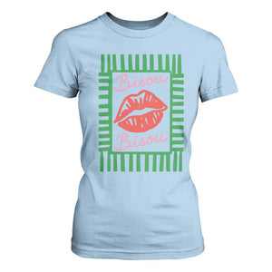 French Bisous Paris Vacation Retro Summer Vibes T Shirt For Women TS11 Light Blue Print Your Wear