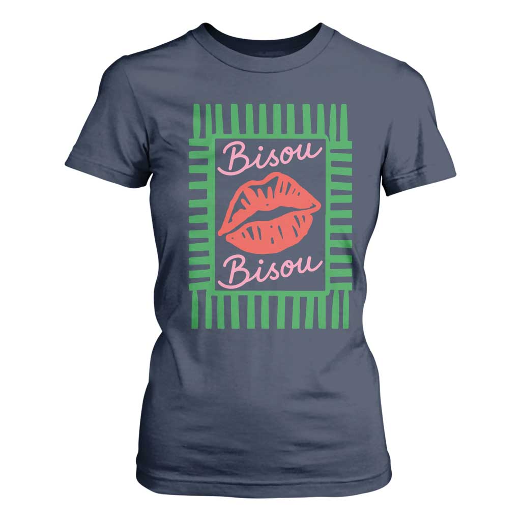 French Bisous Paris Vacation Retro Summer Vibes T Shirt For Women TS11 Navy Print Your Wear