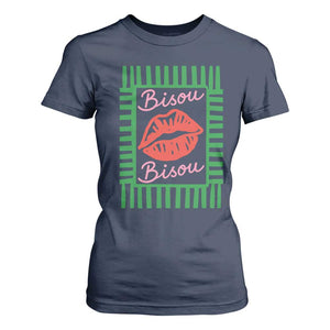 French Bisous Paris Vacation Retro Summer Vibes T Shirt For Women TS11 Navy Print Your Wear