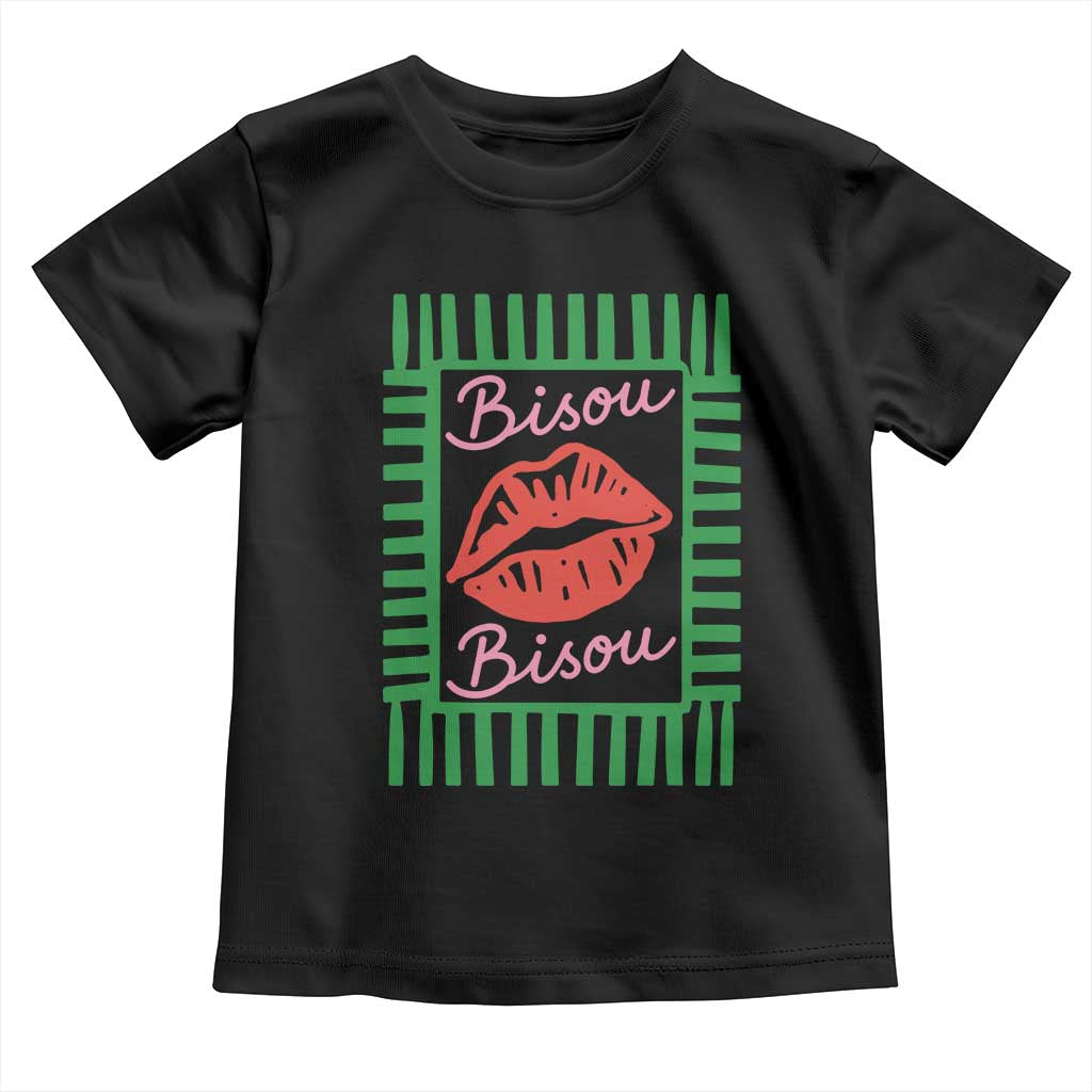 French Bisous Paris Vacation Retro Summer Vibes Toddler T Shirt TS11 Black Print Your Wear