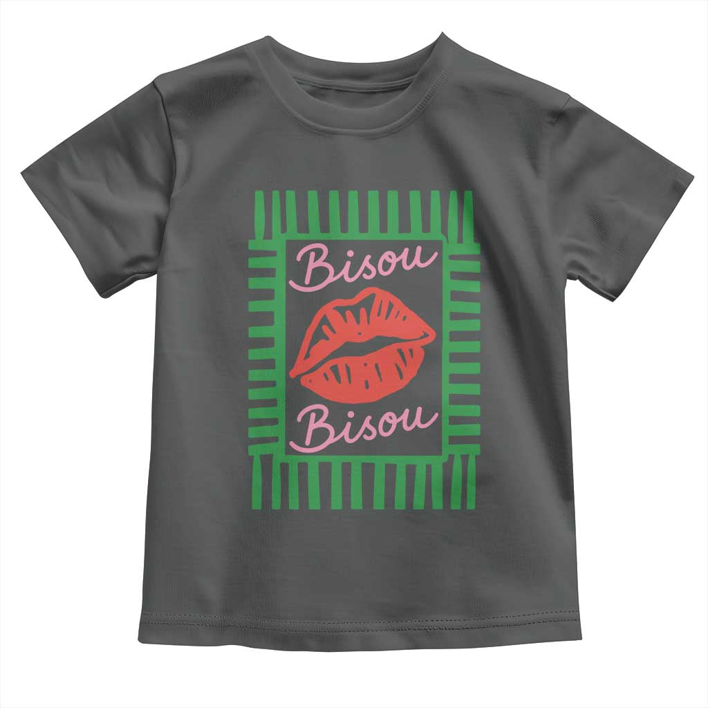 French Bisous Paris Vacation Retro Summer Vibes Toddler T Shirt TS11 Dark Heather Print Your Wear