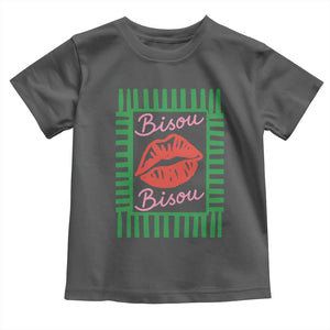 French Bisous Paris Vacation Retro Summer Vibes Toddler T Shirt TS11 Dark Heather Print Your Wear