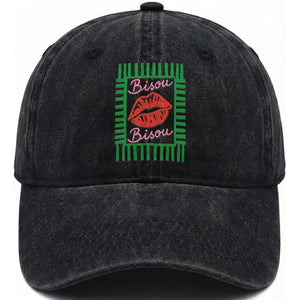 French Bisous Paris Vacation Retro Summer Vibes Washed Cotton Baseball Cap TS11 Print Your Wear