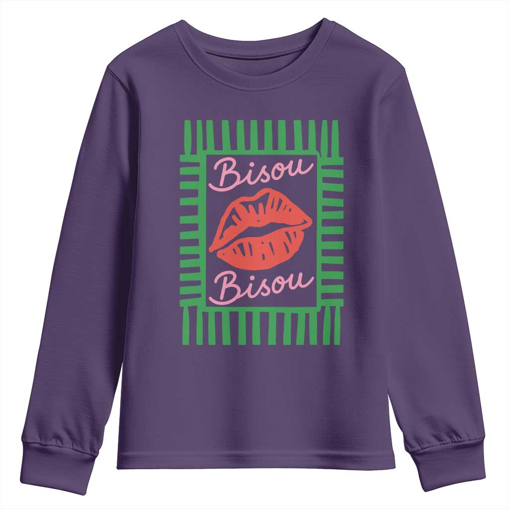French Bisous Paris Vacation Retro Summer Vibes Youth Sweatshirt TS11 Purple Print Your Wear