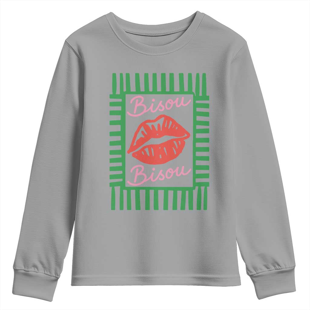 French Bisous Paris Vacation Retro Summer Vibes Youth Sweatshirt TS11 Sport Gray Print Your Wear