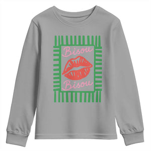 French Bisous Paris Vacation Retro Summer Vibes Youth Sweatshirt TS11 Sport Gray Print Your Wear