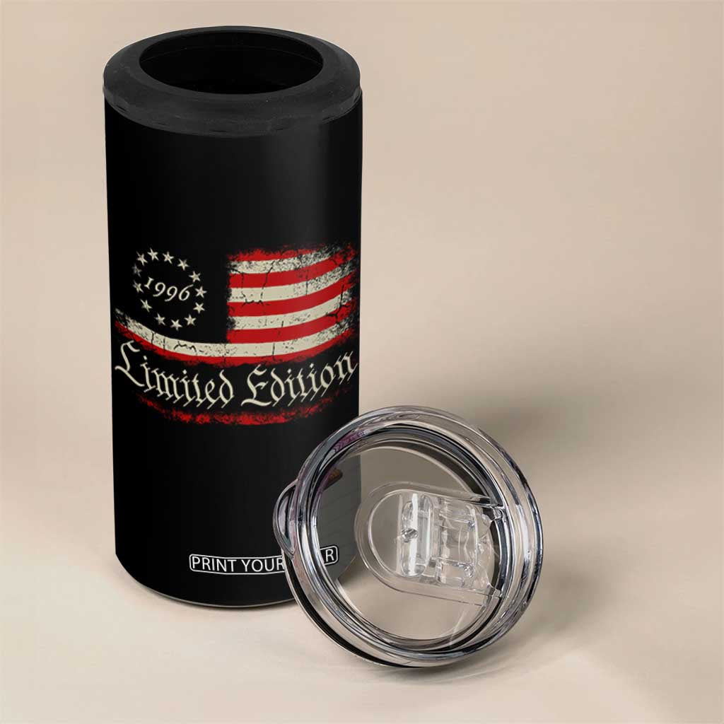 30th Birthday 1996 Limited Edition 4 in 1 Can Cooler Tumbler Gifts for 30 Years Old Vintage American Flag