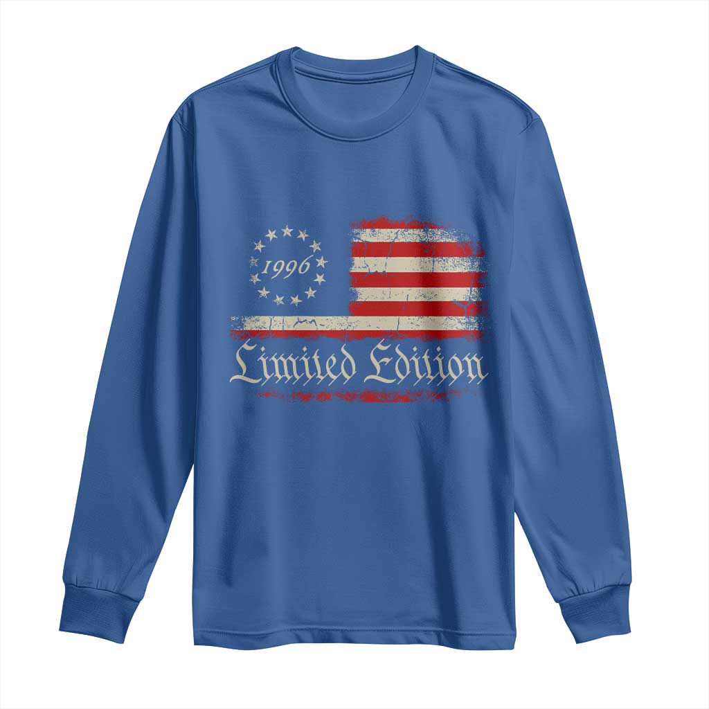 30th Birthday 1996 Limited Edition Long Sleeve Shirt Gifts for 30 Years Old Vintage American Flag