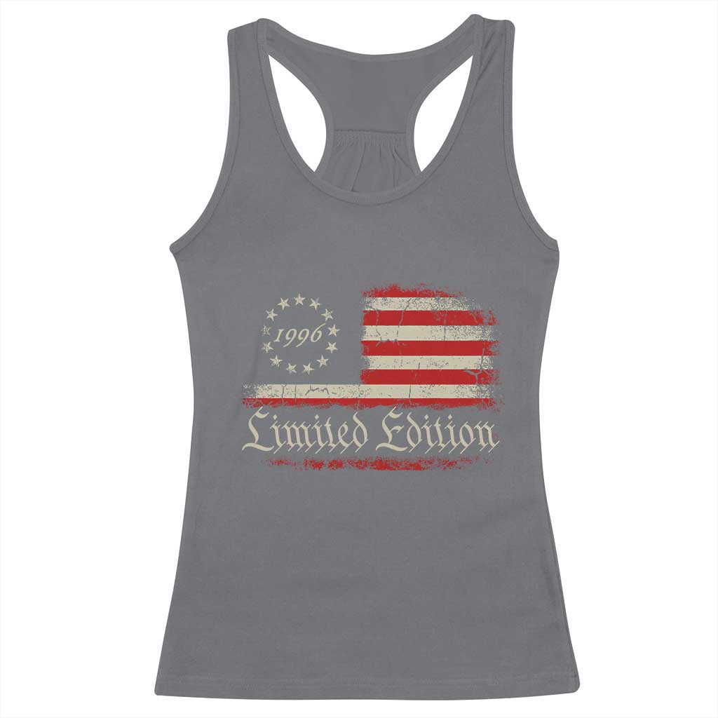 30th Birthday 1996 Limited Edition Racerback Tank Top Gifts for 30 Years Old Vintage American Flag TS11 Charcoal Print Your Wear