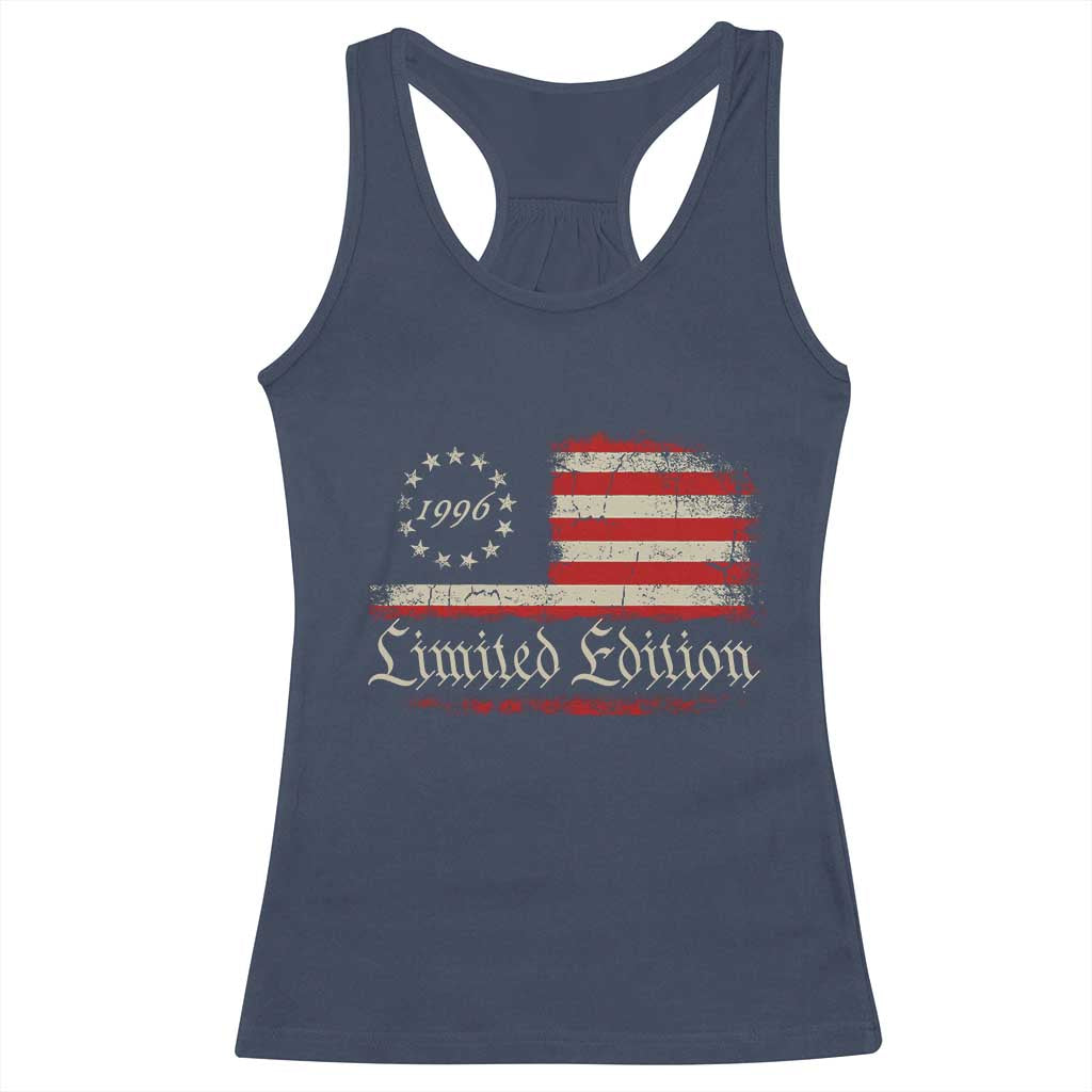 30th Birthday 1996 Limited Edition Racerback Tank Top Gifts for 30 Years Old Vintage American Flag TS11 Navy Print Your Wear