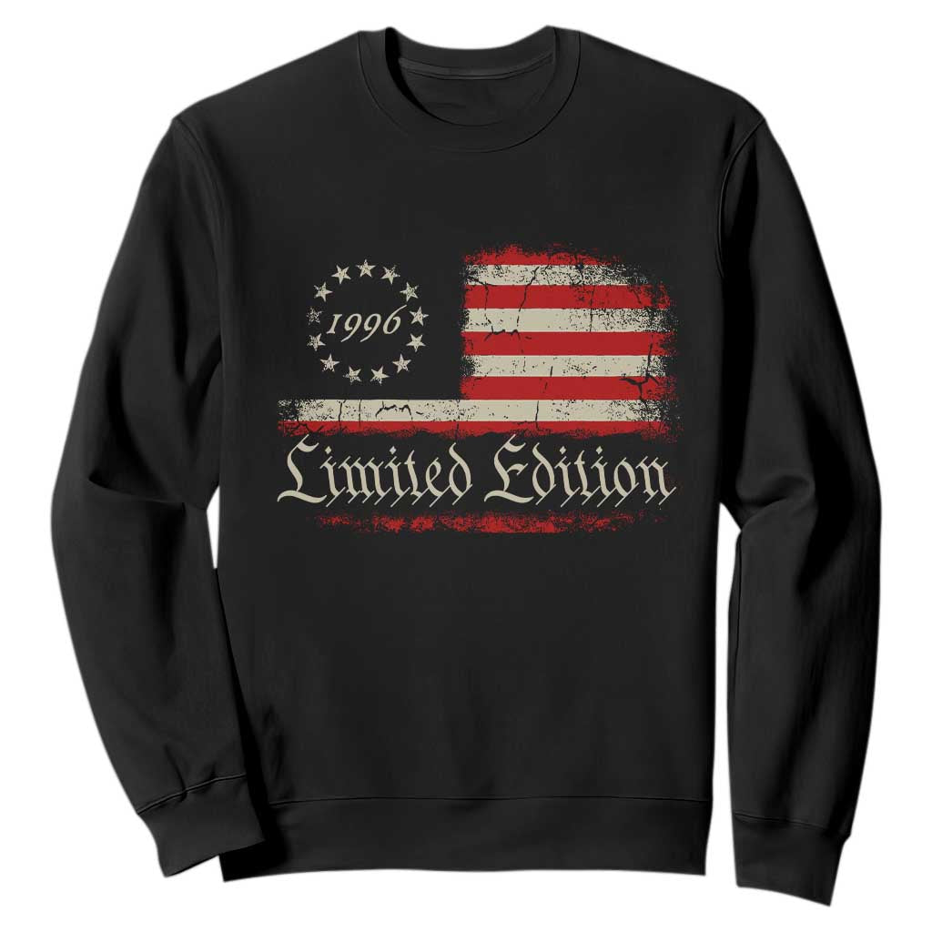 30th Birthday 1996 Limited Edition Sweatshirt Gifts for 30 Years Old Vintage American Flag