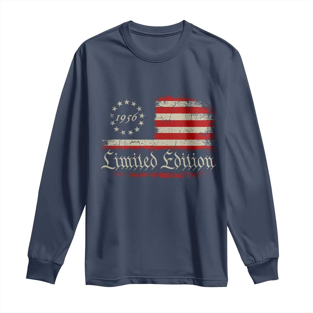 70th Birthday 1956 Limited Edition Long Sleeve Shirt Gifts for 70 Years Old Vintage American Flag
