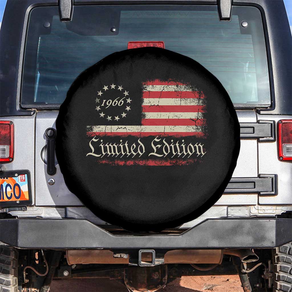 60th Birthday 1966 Limited Edition Spare Tire Cover Gifts for 60 Years Old Vintage American Flag