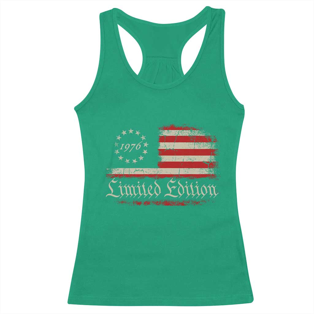 50th Birthday 1976 Limited Edition Racerback Tank Top Gifts for 50 Years Old Vintage American Flag