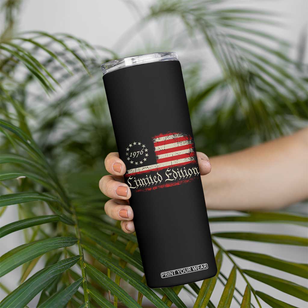 50th Birthday 1976 Limited Edition Skinny Tumbler Gifts for 50 Years Old Vintage American Flag