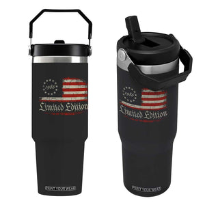 40th Birthday 1986 Limited Edition Flip Straw Tumbler Gifts for 40 Years Old Vintage American Flag