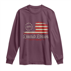 40th Birthday 1986 Limited Edition Long Sleeve Shirt Gifts for 40 Years Old Vintage American Flag