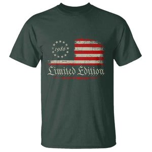 40th Birthday 1986 Limited Edition T Shirt Gifts for 40 Years Old Vintage American Flag
