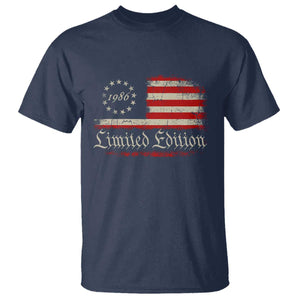 40th Birthday 1986 Limited Edition T Shirt Gifts for 40 Years Old Vintage American Flag