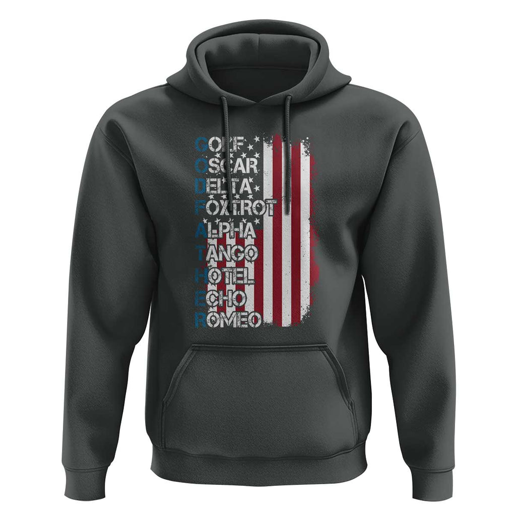 Godfather Hoodie Phonetic Alphabet Veteran Dad Uncle TS11 Dark Heather Print Your Wear