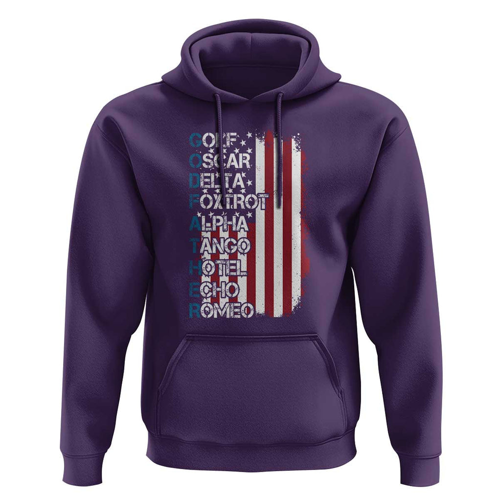 Godfather Hoodie Phonetic Alphabet Veteran Dad Uncle TS11 Purple Print Your Wear