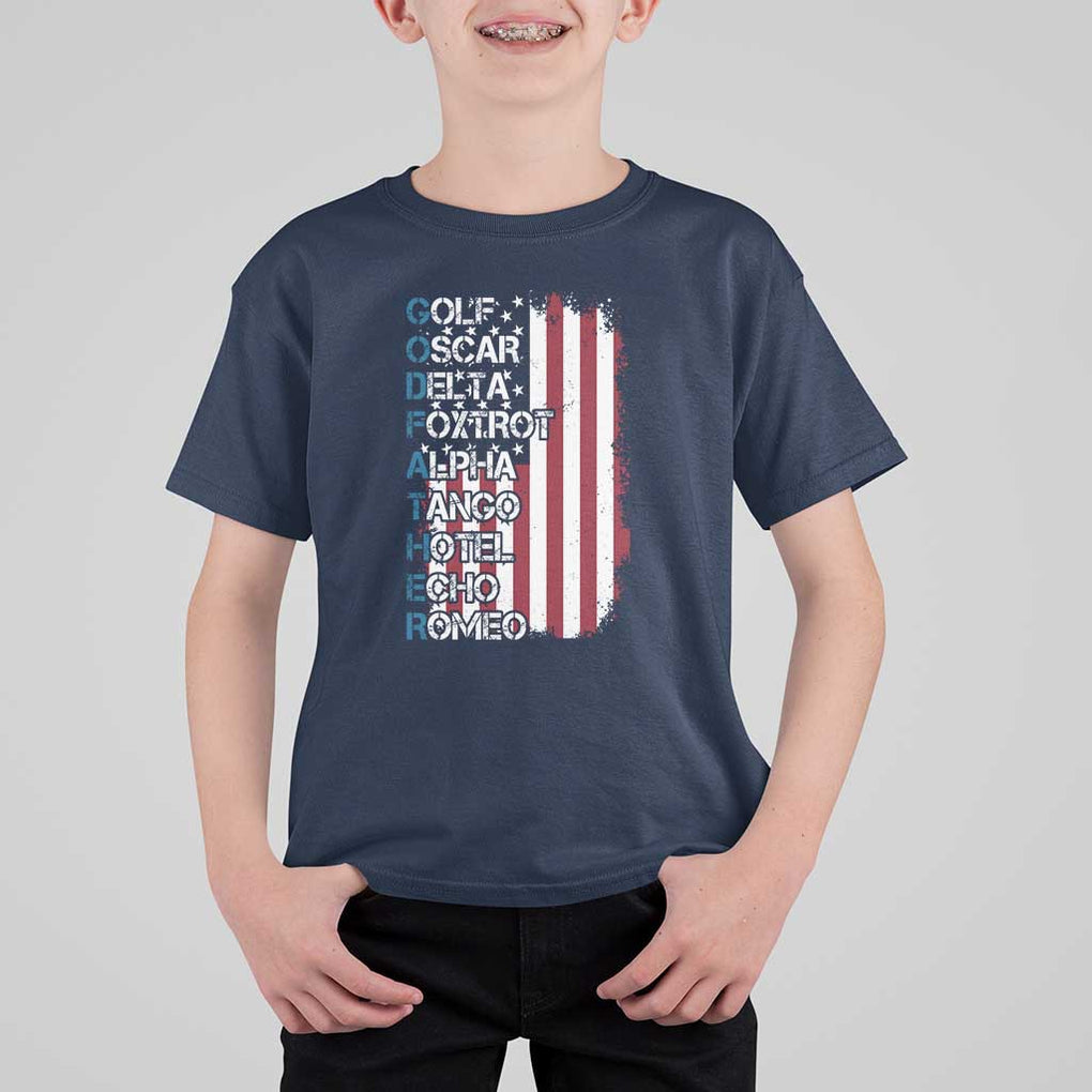 Godfather T Shirt For Kid Phonetic Alphabet Veteran Dad Uncle TS11 Navy Print Your Wear