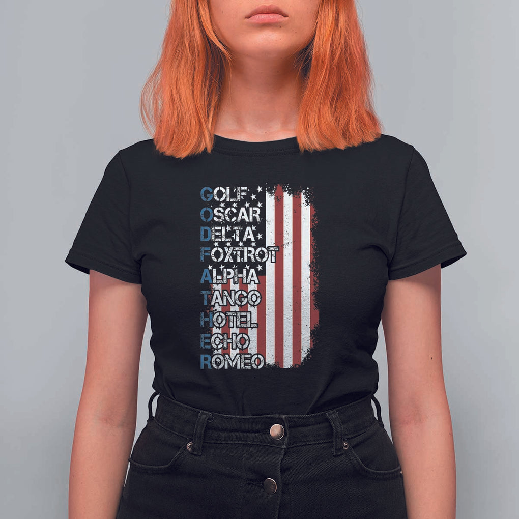 Godfather T Shirt For Women Phonetic Alphabet Veteran Dad Uncle TS11 Black Print Your Wear