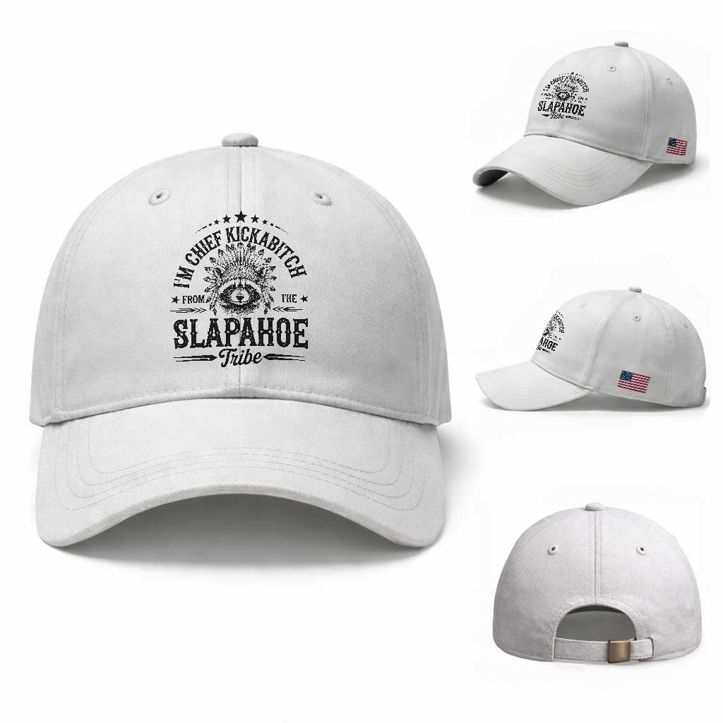 Funny I'm Chief Kickabitch From The Slapahoe Tribe Baseball Cap Native American Racoon