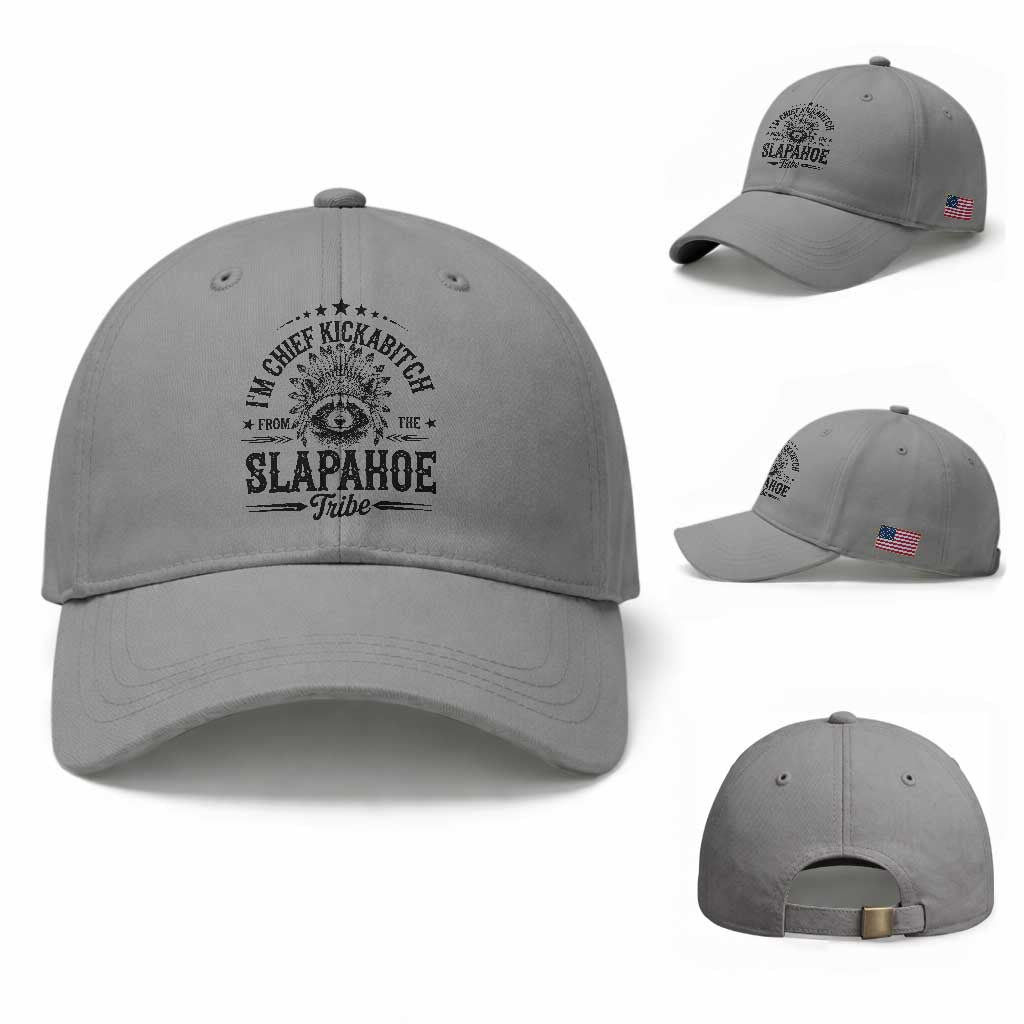 Funny I'm Chief Kickabitch From The Slapahoe Tribe Baseball Cap Native American Racoon