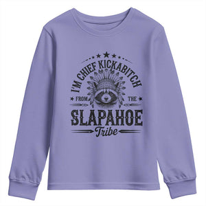 Funny I'm Chief Kickabitch From The Slapahoe Tribe Youth Sweatshirt Native American Racoon TS11 Violet Print Your Wear
