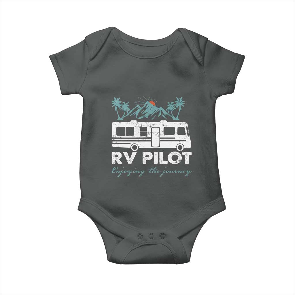 Funny RV Pilot Camping Baby Onesie Enjoying The Journey Motorhome Travel Vacation TS11 Dark Heather Print Your Wear