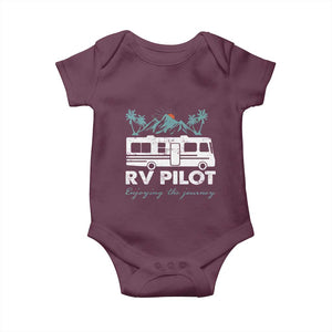 Funny RV Pilot Camping Baby Onesie Enjoying The Journey Motorhome Travel Vacation TS11 Maroon Print Your Wear
