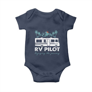 Funny RV Pilot Camping Baby Onesie Enjoying The Journey Motorhome Travel Vacation TS11 Navy Print Your Wear